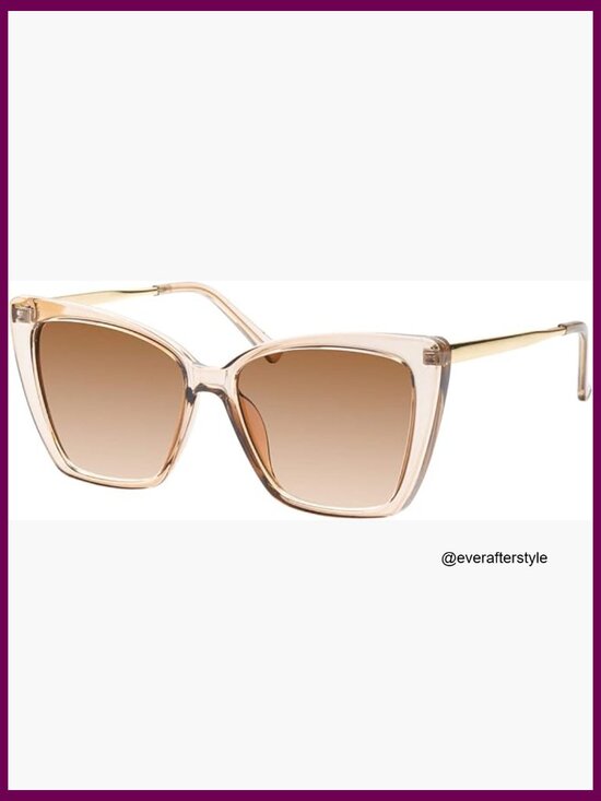Oversized Cat Eye Sunglasses with UV400 Protection Plastic Metal Frame main image 6